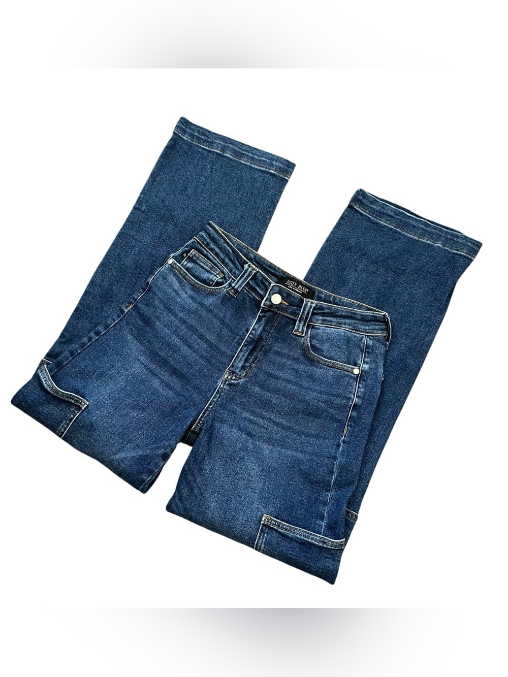 Judy Blue High Rise Wide Leg Cargo Pocket Jeans Dark Wash Size 5/27 - Picture 12 of 12